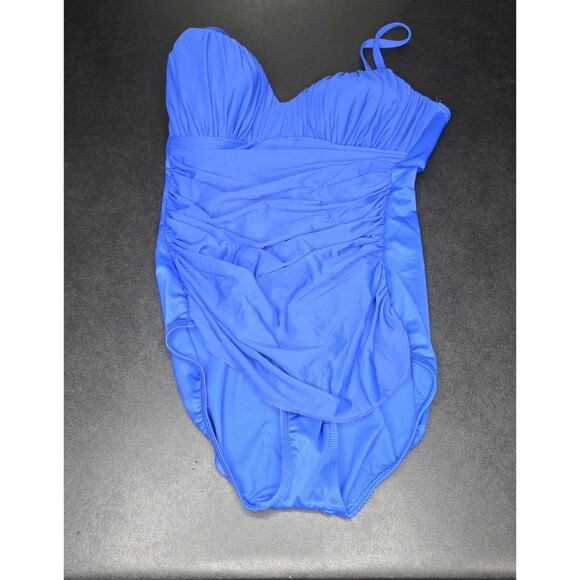 Miraclesuit Women’s One Piece Swimsuit Blue Tank Ruched Padded Size 12 Slimming - Picture 3 of 9